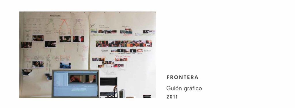 Guion gráfico de la obra participativa Frontera de la artista Clemencia Echeverri.